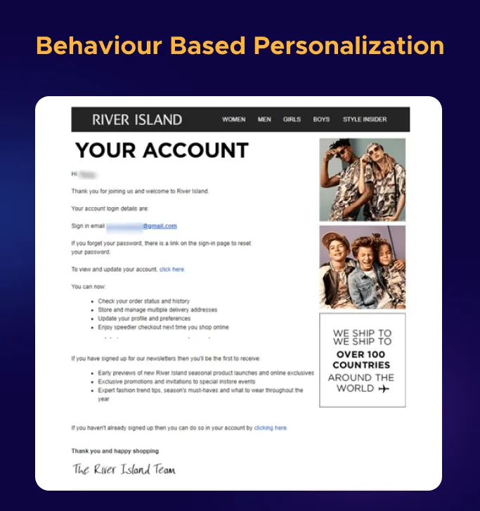 Behaviour Based Personalization