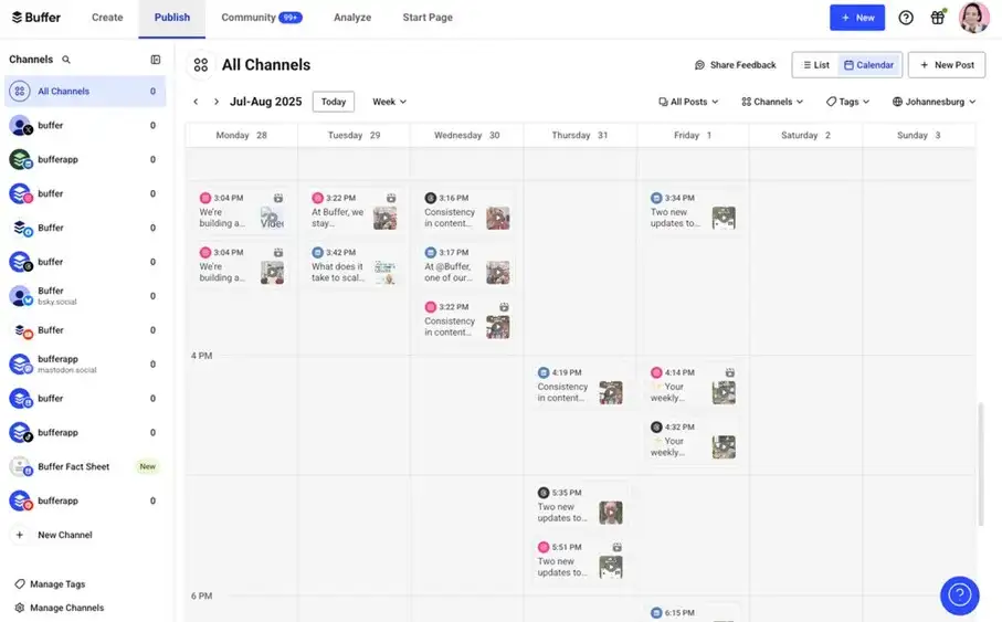 Buffer Social Media Calendar