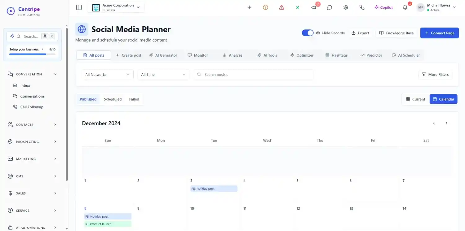 Centripe is an all in one marketing automations