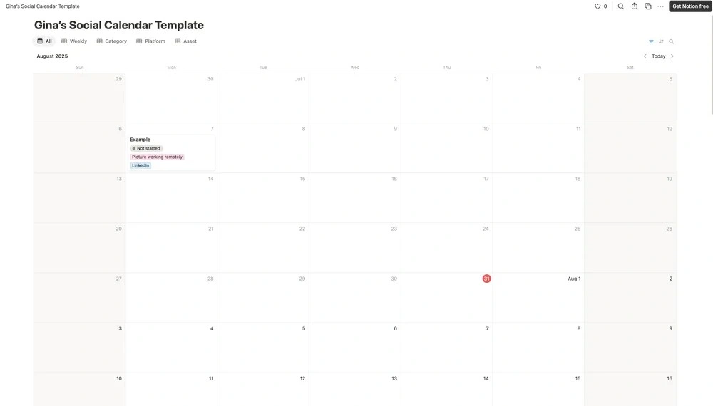 Gina Sapiens Notion Calendar