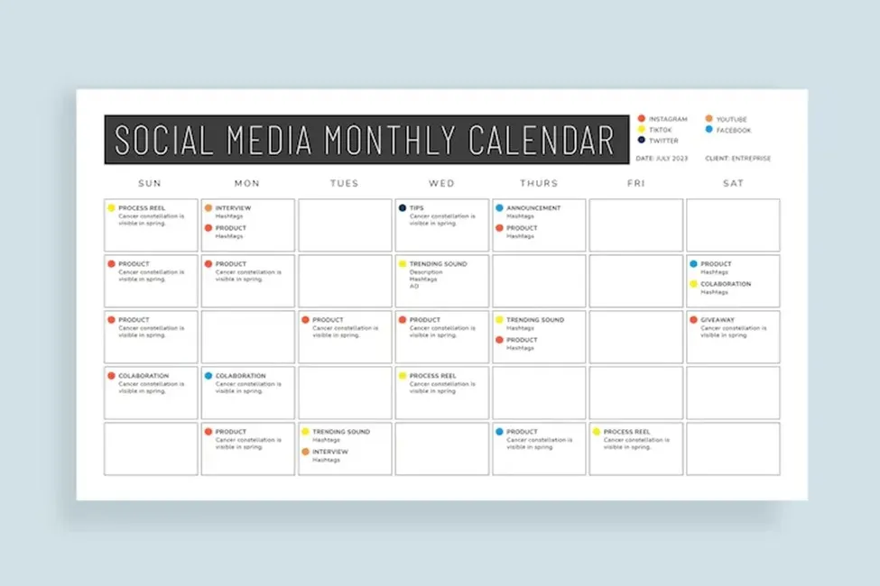 Monthly Social Media Calendar